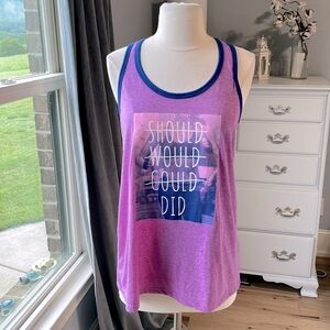 Should Would Could Did Athletic Tank Purple Graphic Womens Medium